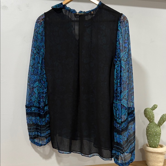 Kobi Halperin Paisley Printed Ruffled Long Sleeve Blouse, Size S - Picture 14 of 15